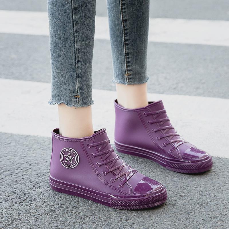Fashion Outer Wear Women's Rain Shoes Rubber Shoes Women's Short Waterproof Shoes Non-slip Work Glue Four-season Rain Boots