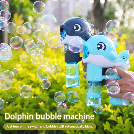 Dolphin Bubble Machine with Light Music Leakproof Kids Handheld Automatic Bubble Maker Shooter Blower Toy Toddlers Boys Girls Christmas Gift