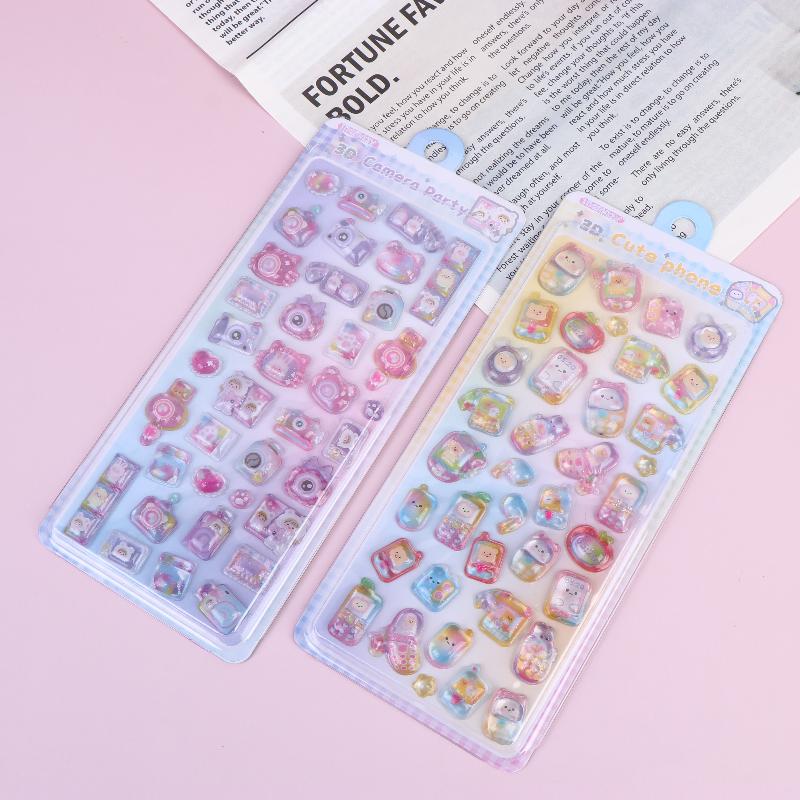 2/4Pcs Cute 3D Embossed Stickers For Scrapbooking Craft Supplies Diy Phone Case Decoration
