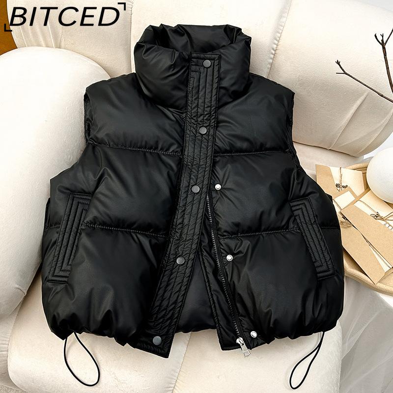 BITCED Women's Short-Length Autumn/Winter Cotton Waistcoat - Thickened Padded Vest