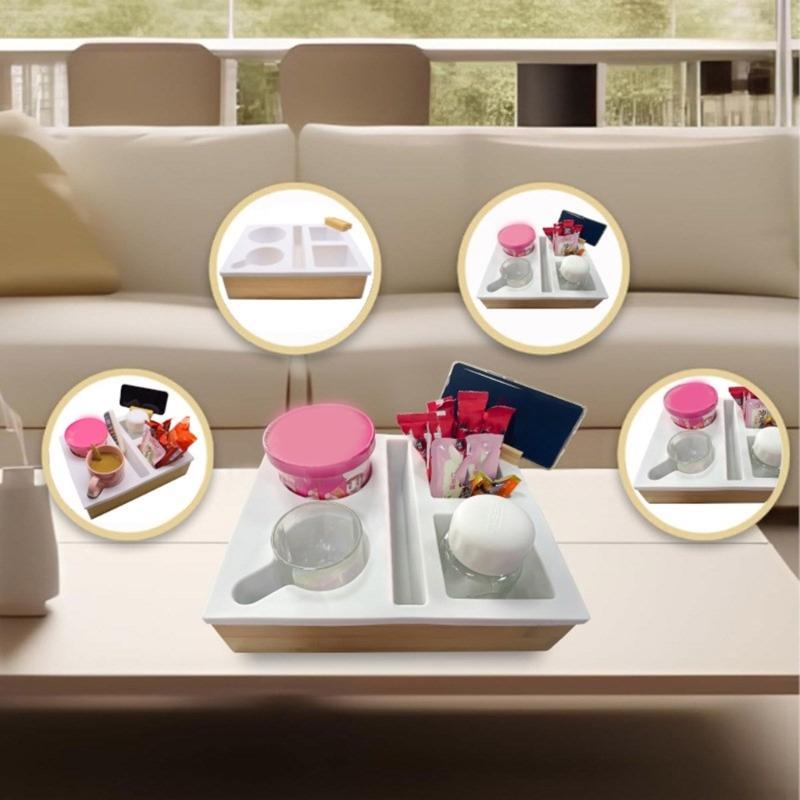 Multifunctional Silicone Organizer for Cups and Smartphones Practical Couch Cup Holder Tray for Snacks Beverages Rack