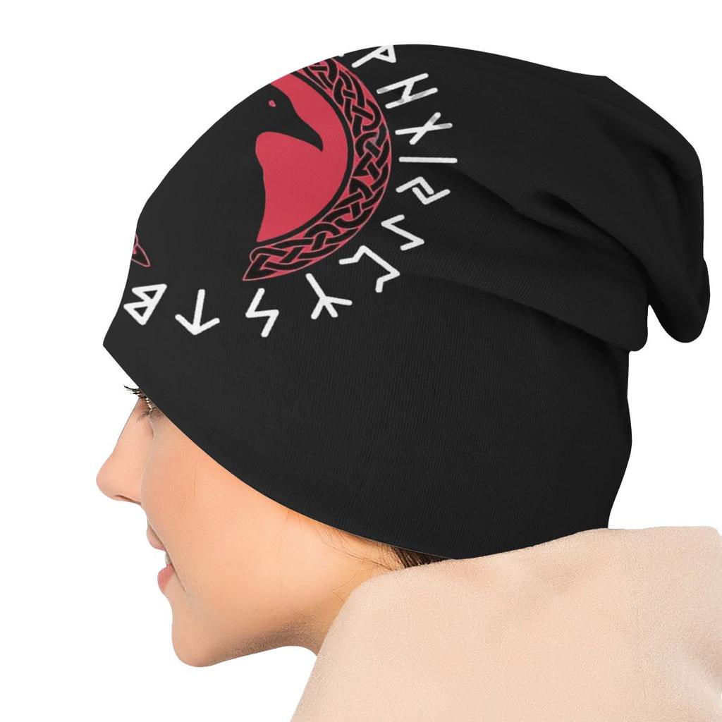 Viking Skullies Beanies Raven Celtic Hat Winter Warm Bonnet Hats Unisex Ski Cap