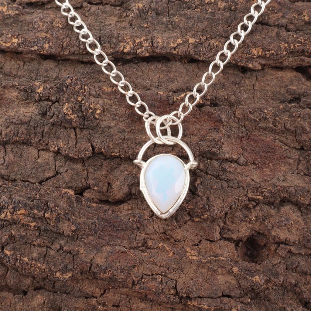 Pear Natural Milky Opal Elegant Best Friend Gift New Pendant 925 Sterling Silver PP-56-17