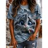 Fashion Women Retro Creative Cat Pattern Print T Shirt Funny Casual O-neck Short Sleeves T-shirt Summer Female Tee Shirt
