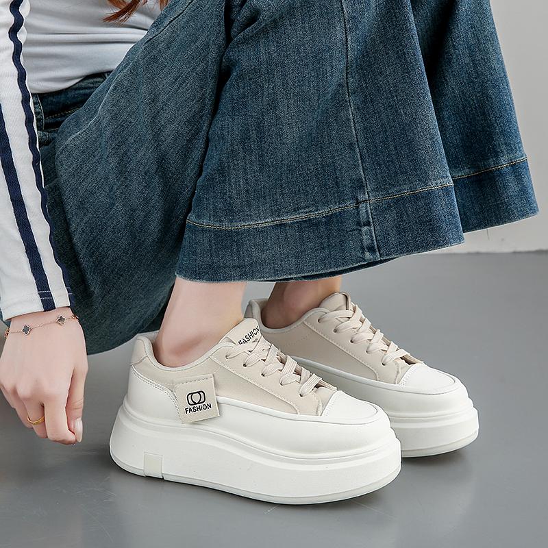 Fashion CRLAYDK Classic Women's Platform Sneakers Low Top Patchwork Lace Up Shoes Increase Ladies Fashion Casual Walking Non Slip Tennis