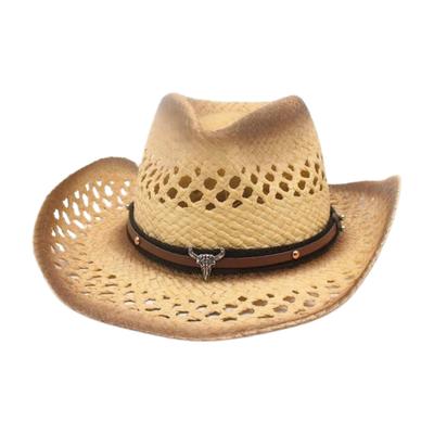 Windproof Sunscreen Straw Hat Breathable Beach Spring And Summer Hollow Windproof Travel Cowboy Top Hat