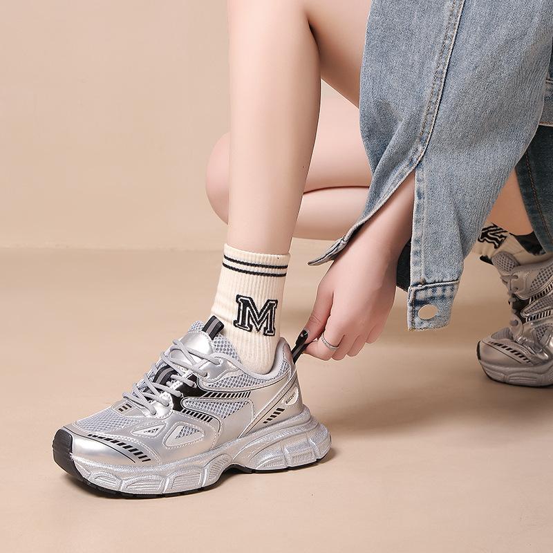 

Niche black dad shoes women s ins tide 2025 autumn new thick-soled heightening versatile casual sports shoes 35 чёрный