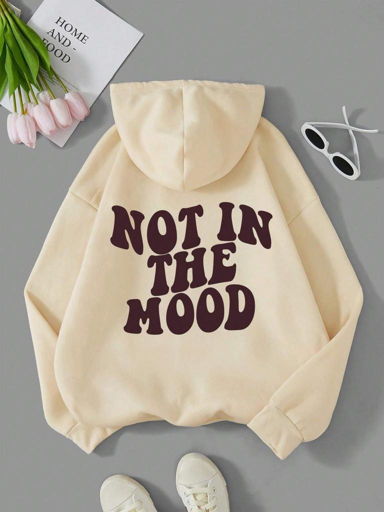 Not In The Mood Persönlichkeitsbrief Weibliche Hoodies Persönlichkeit Lose Hoodie Herbst Warme Fleece Hoody Harajuku Street Pullover