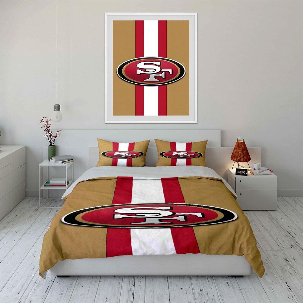 "Red and Gold Oval Logo with SF Letters" Print Bedding Set Duvet Cover Pillowcases (1* Duvet Cover 2* Pillowcases Do Not Include Comforter)