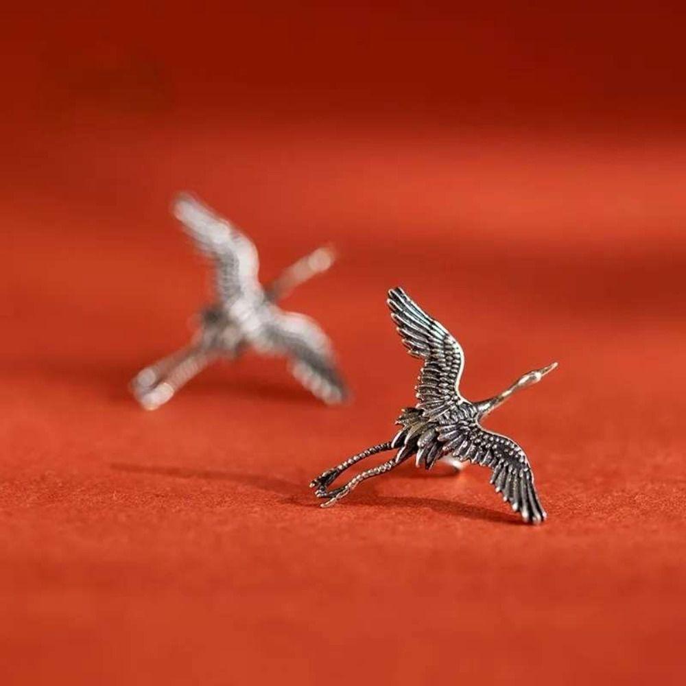 Retro Ear Studs Copper Vintage Earrings Elegant Crane Stud Earrings  Daily Life