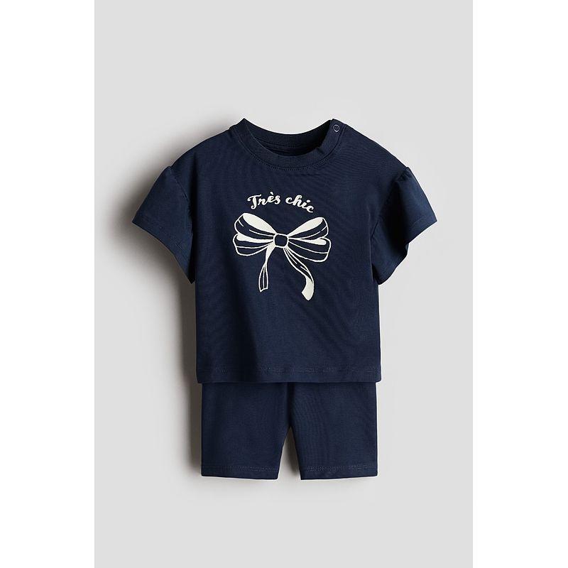 

HM Children s Clothing Baby Boy Baby Girl Suit 2-Piece 25 Autumn New Arrival Soft Cotton Jersey Short Sleeve Shorts 1269002