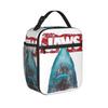 Jaws Distressed Vintage Poster Lunch Bag For Child  Office Print Lunch Box Fashion Oxford Thermal Tote Handbags
