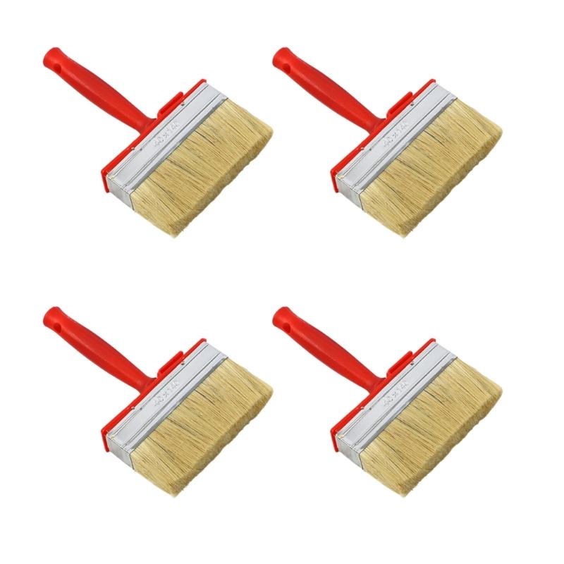 4 Pack Wall and Deck Stain Brushes with Ferrules Convenient Accessory for Solvent Base Paints Wood Finishes Use