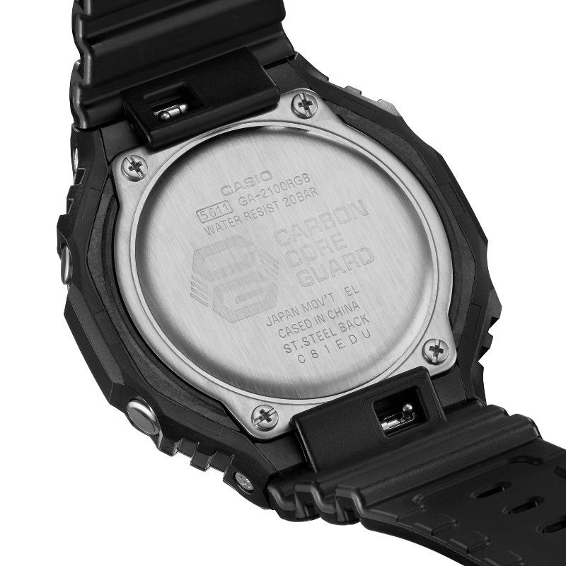 Casio G-SHOCK Men's Resin 200M Water Resistant Analog Shock Resistant Quartz Watch GA-2100RGB-1A