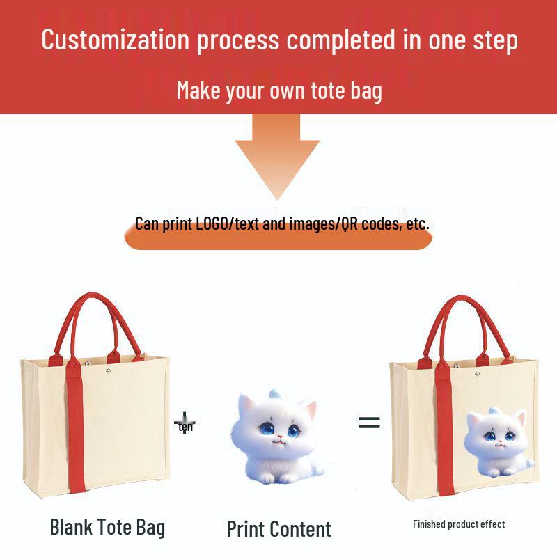 Custom 3D Canvas Tote Bag with Logo & Ribbon - Fashionable Souvenir Gift