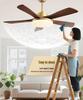Mid-Century Walnut Ceiling Fan Light for Nordic Living Room, Bedroom, or Dining Room - Solid Wood Design