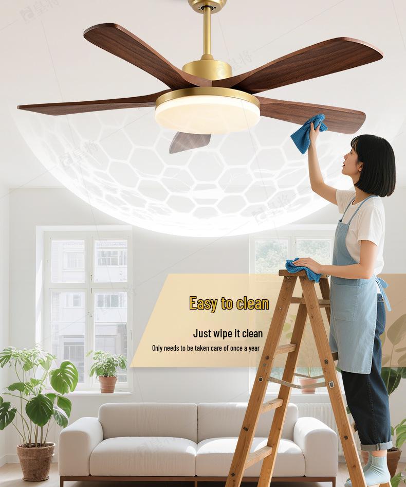 Mid-Century Walnut Ceiling Fan Light for Nordic Living Room, Bedroom, or Dining Room - Solid Wood Design