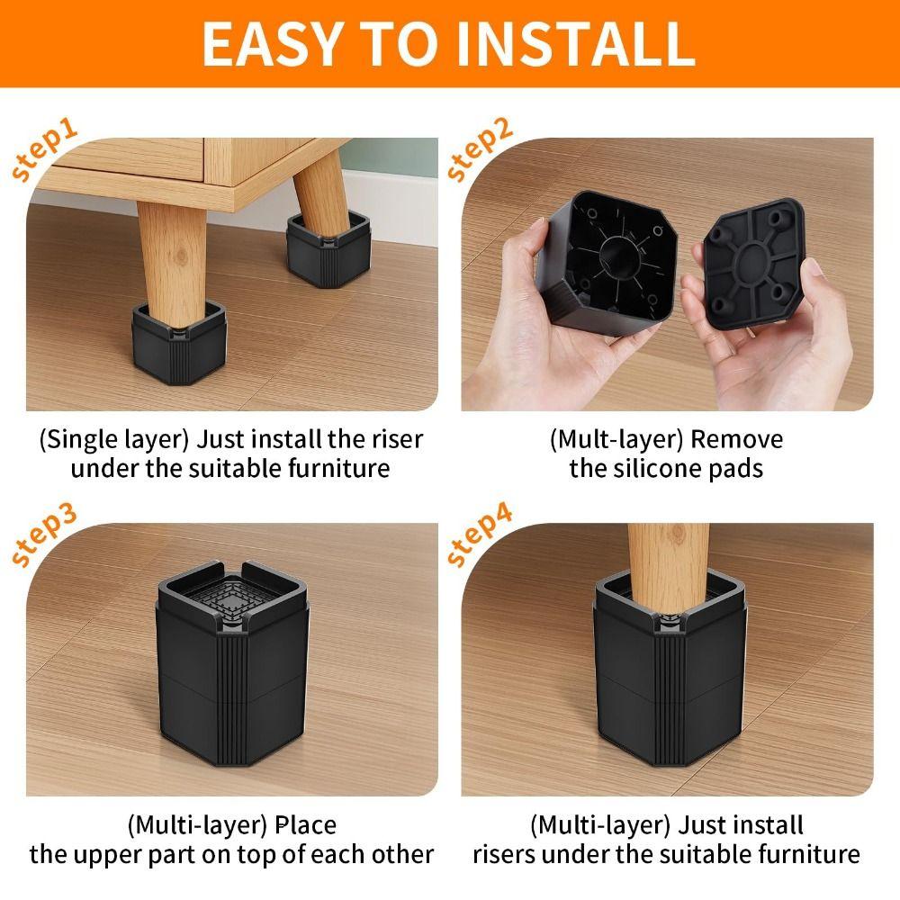 4Pcs Stackale Feet Leg Base Mat Adjustable Furniture Risers  Furniture Stability Accessories