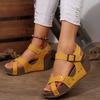 2025 New Summer Women's Platform Sandals Plus Size Solid Color Rivet Wedge Platform Fishmouth Sandals