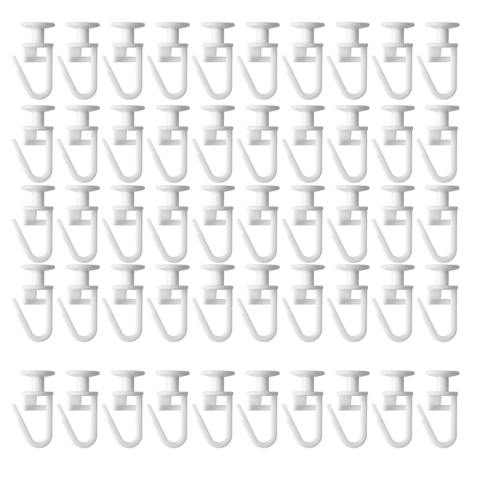 

50 шт. Белые пластиковые ролики для шторного карниза с фиксирующими складными крючками для плавного и бесшумного хода, для дома, офиса, ресторана, отеля