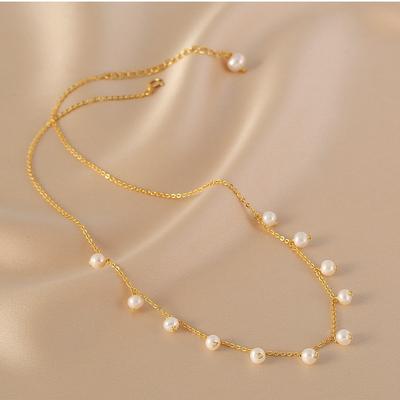 Natural Freshwater Pearl Necklace Fashion French Niche Collarbone Chain Women's Simple Sweater Chain