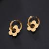 Kkjoy Stainless Steel Five petal flower pendant Earrings for Women Gold Color Hoop Earrings Minimalist Fashion Jewelry Gifts