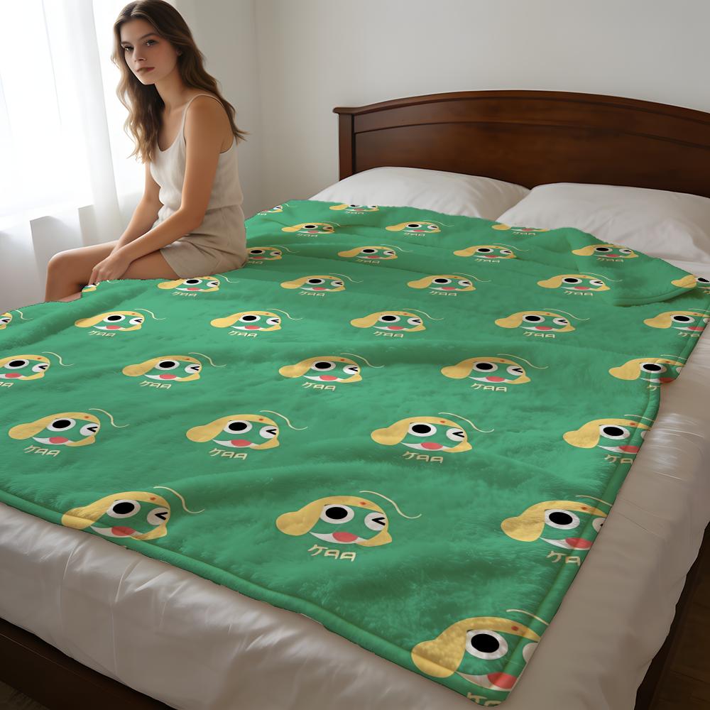 Throw High-Density Short Plush Blanket For Sofa Nap Air-Conditioned Room Soft Skin-Friendly K-Keroro Gunsou Frog 75X95CM