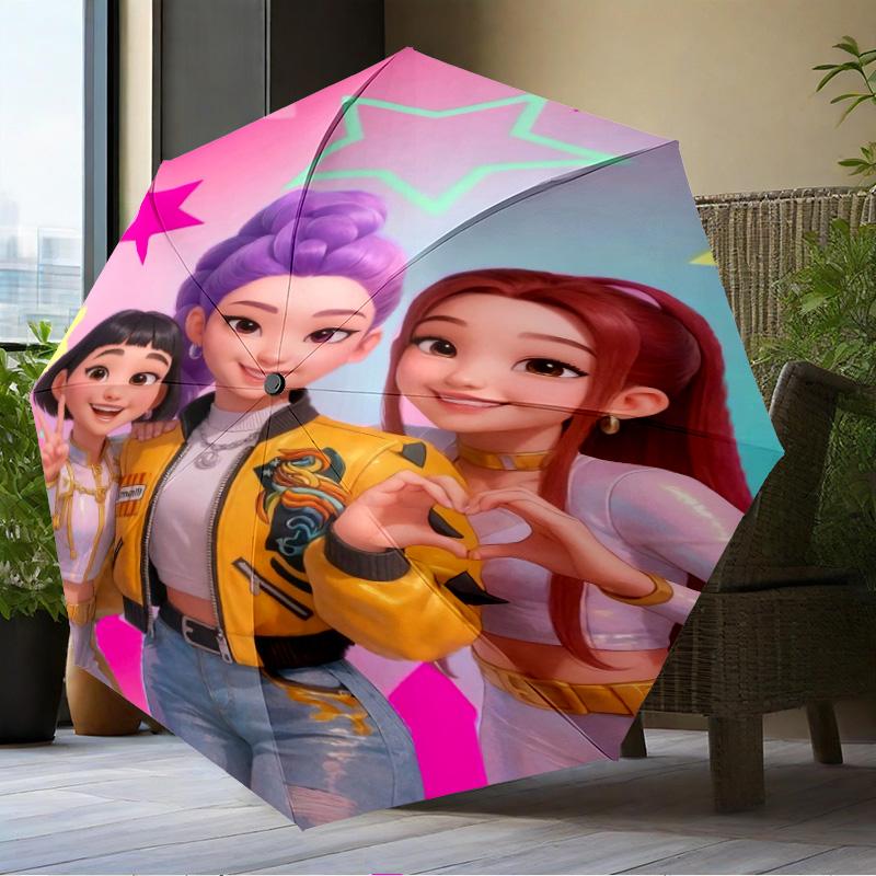 Superhero Kpop Friends Umbrella Folding Umbrella, Automatic Umbrella 8-Frame for Travel, Camping Use Gift for Halloween Christmas