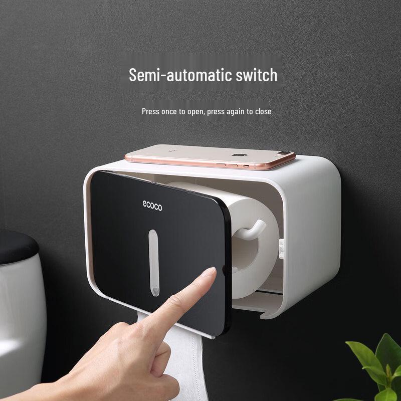 ecoco Wall-Mounted Bathroom Tissue Holder with Storage Shelf