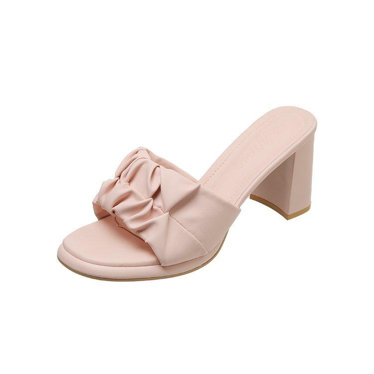 

Cool slippers female outer wear fairy wind one word and a half drag 2025 summer new versatile fashion open-toed high heels thick heel 39