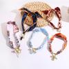 Bohemian Cross-Border Scarf Necklace with Colorful Flower Pendant Ribbon for Vacation Fashion