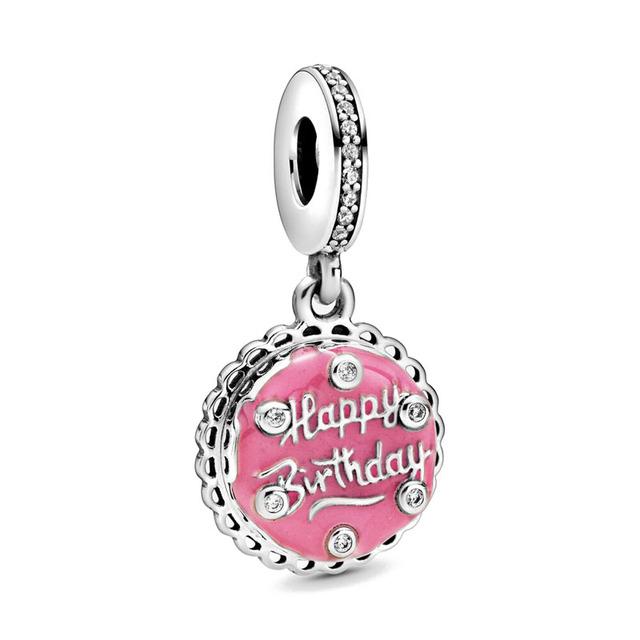 925 Silber Europa Alles Gute zum Geburtstag Luftballon Charm Perlenkette Digitaler Anhänger Damen Schmuck Geschenk Fit Original Armband