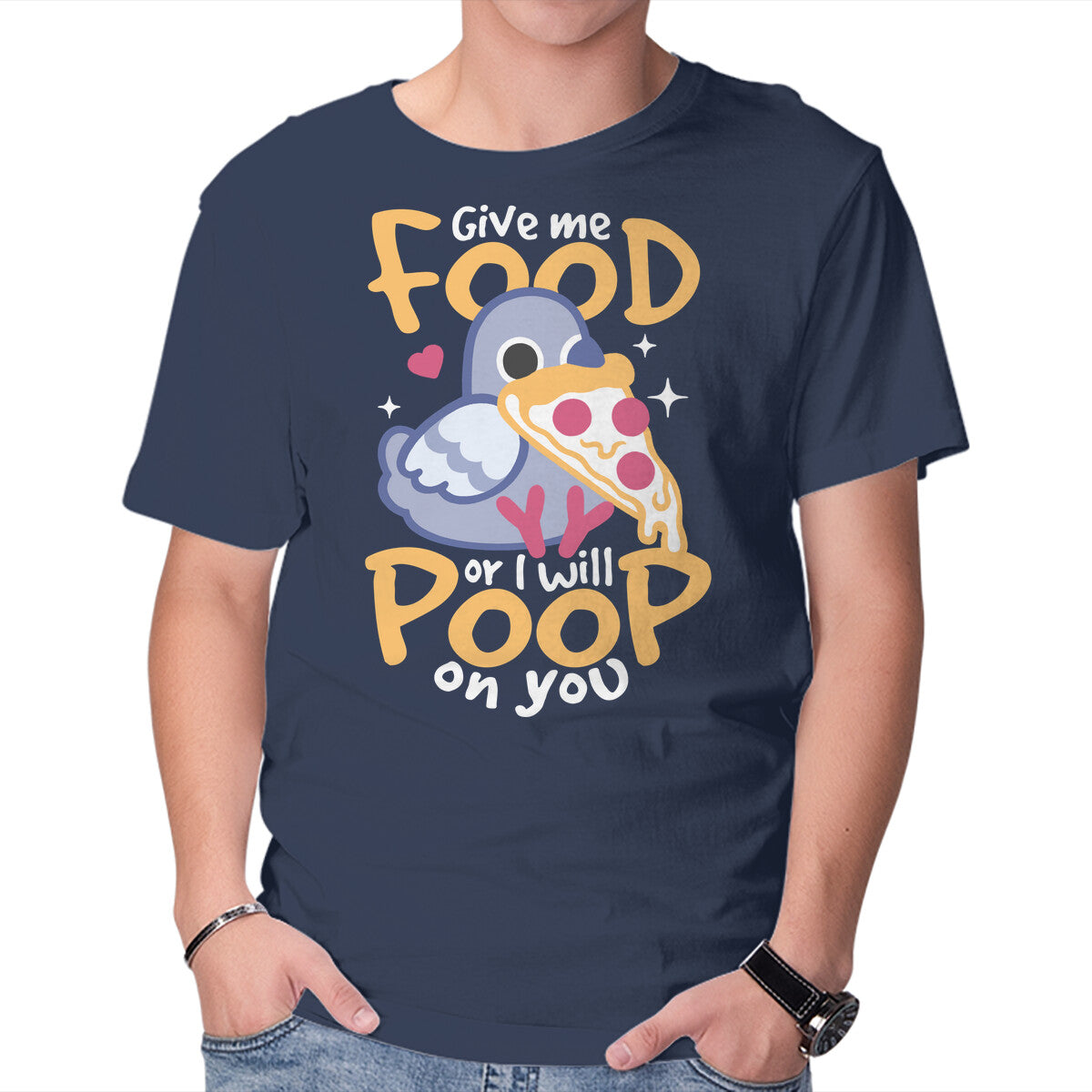 Unisex Crew Neck T-Shirt Hungry Pigeon Pizza Graphic Short Sleeve Casual Tee XXXXL