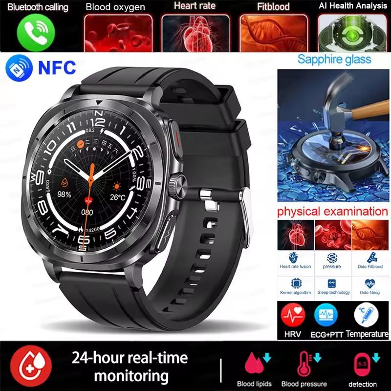 2025 Fashion New Expert Level Health Smart Watch Men ECG+PPG Laser Monitor Uric Acid Blood Fat Blood Pressure NFC HD Call Watch