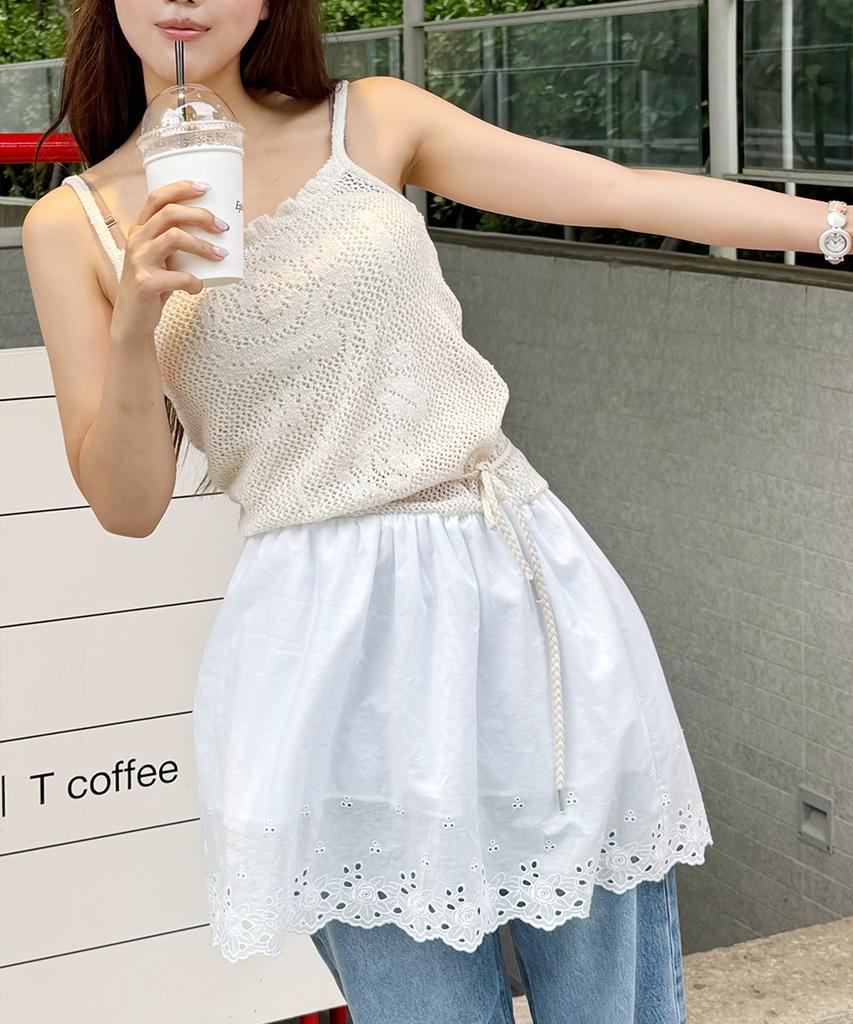 Sinun Crochet Rose Knit Onepiece (Cream)
