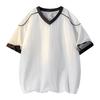 V-neck Loose Short-sleeved Men's T-shirt Summer Casual Splicing Thin Top