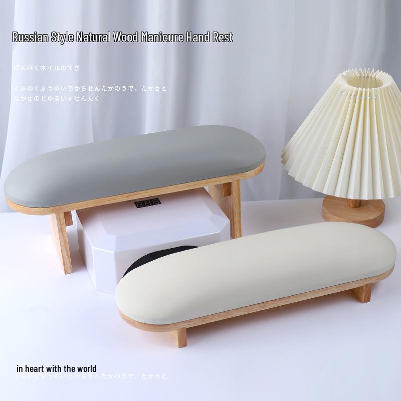 High-End Nail Art Cushion Set: Natural Wood Base & Japanese Leather Tools