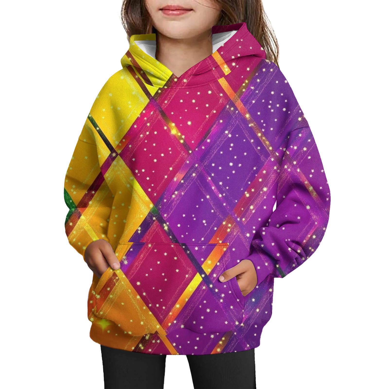 

Girls Hooded Tie- Sweatshirt - Pullover Print Top Carnival Day 130