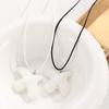 Simple Personality White Ceramic Dove of Peace Pendant Black Leather Rope Lace-up Necklace for Women Animal Collar Chain Jewelry