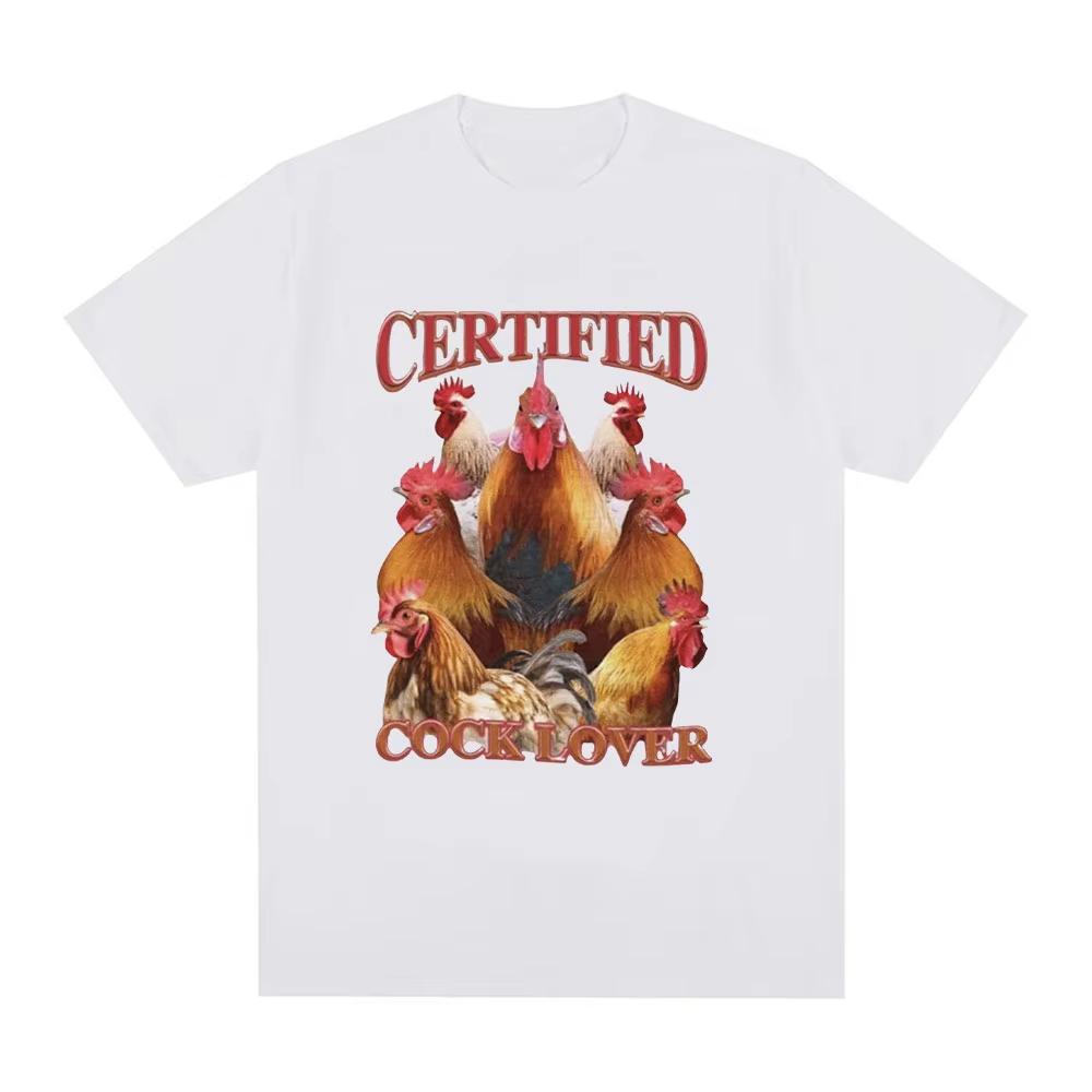 Certified Cock Lovers T-shirt Funny Chicken Meme T Shirt Men Women 100% Cotton Casual Short Sleeve Oversized T Shirts Streetwear