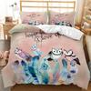 Cartoon Owl Child Duvet Cover Set,Mysterious Forest Retro Boho Design Bedding Set With 2 Pillow Shams, Queen/King/Full/Twin Size
