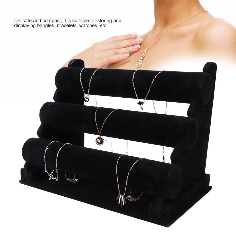 3 Tier Watch Bracelet Bangle Display Stand Holder Jewelry Storage Organizer (Velet)