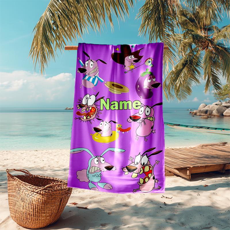 Personalized Customized Proof Beach Towel with Courage the Cowardly Dog Pattern - Soft, Absorbent, Quick-drying, Perfect Swimming, Camping&bathing