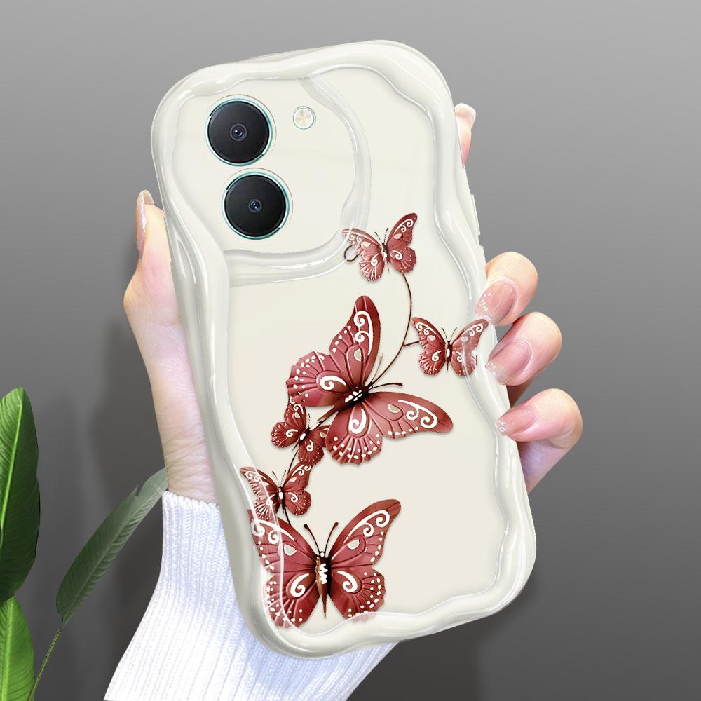 Cute Cartoon Pattern Cream Texture Casing Wavy Edge Soft Silicone Cover Phone Case for Vivo