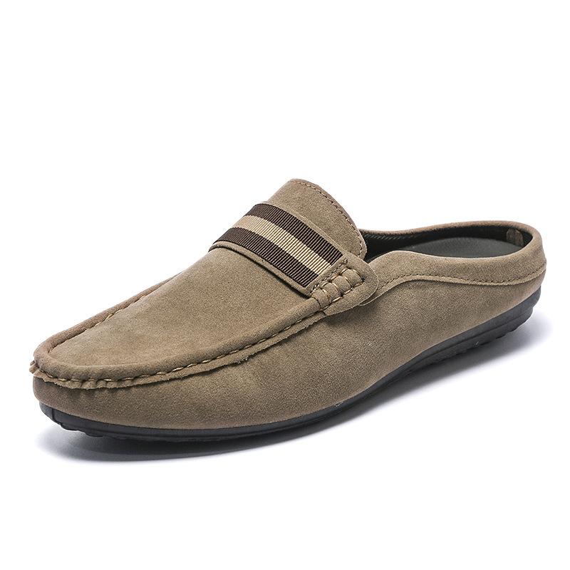 Fashion Lefu Shoes Men's Lightweight Bean Shoes Summer One Step Push Lazy Breathable Casual Half Support Slippers for Men2025