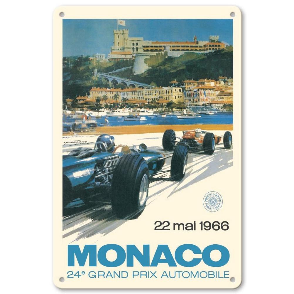 Monaca Grand Prix Car Racing Metal Tin Signs Posters Plate Wall Decor for Bars Game Room Man Cave Cafe Club Retro Posters Plaque