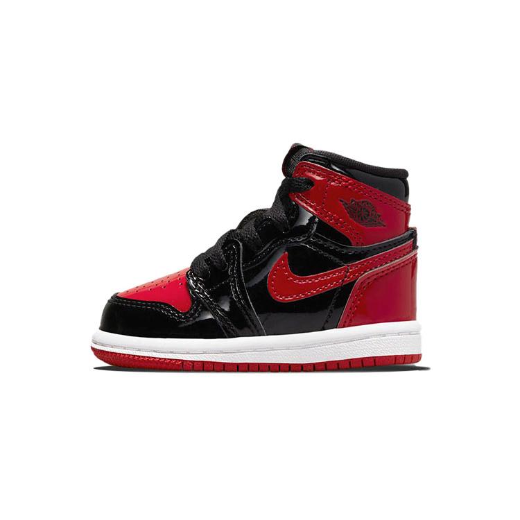 New Jordan Kids Air Jordan 1 Retro High OG 'Bred Patent' Sneakers AQ2665-063