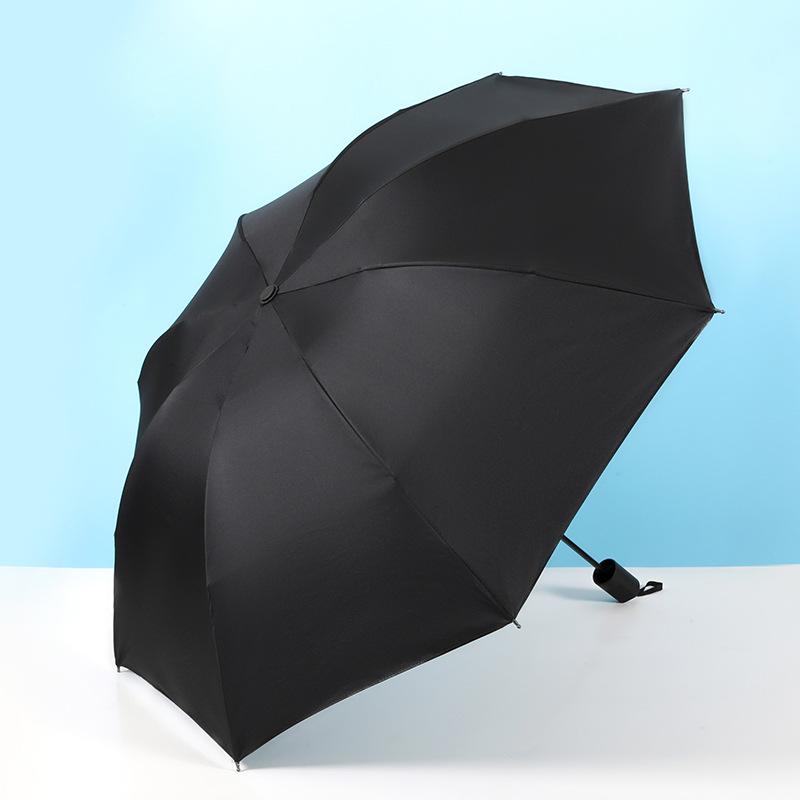 Automatic UV Three-Fold Umbrella - Black Glue Sun/Rain Protection with Printed Logo