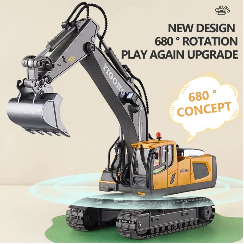 Escavatore Dumper RC Auto Telecomandata 2.4G Veicolo da Cantiere Camion Cingolato Bulldozer Giocattoli per Bambini Ragazzi Regali di Natale