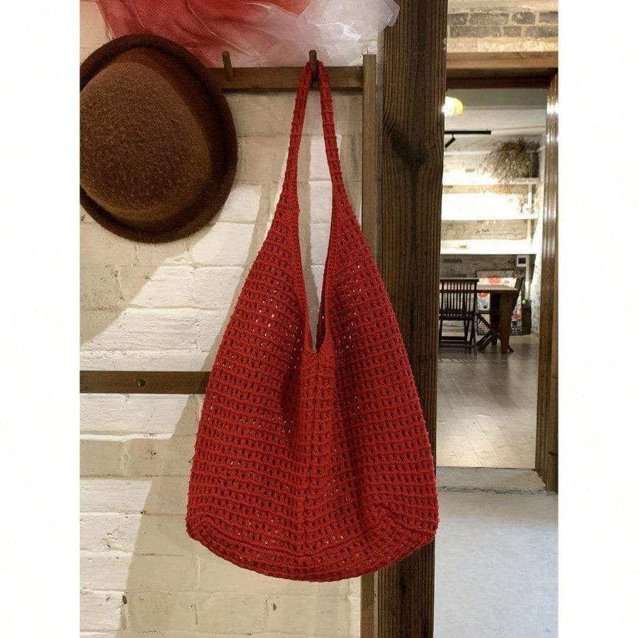 Hollow large-capacity woven bag women s summer seaside beach vacation shoulder messenger tote bag